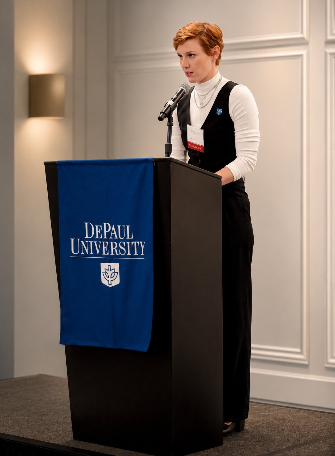 Noelle Paige speaking at DePaul University